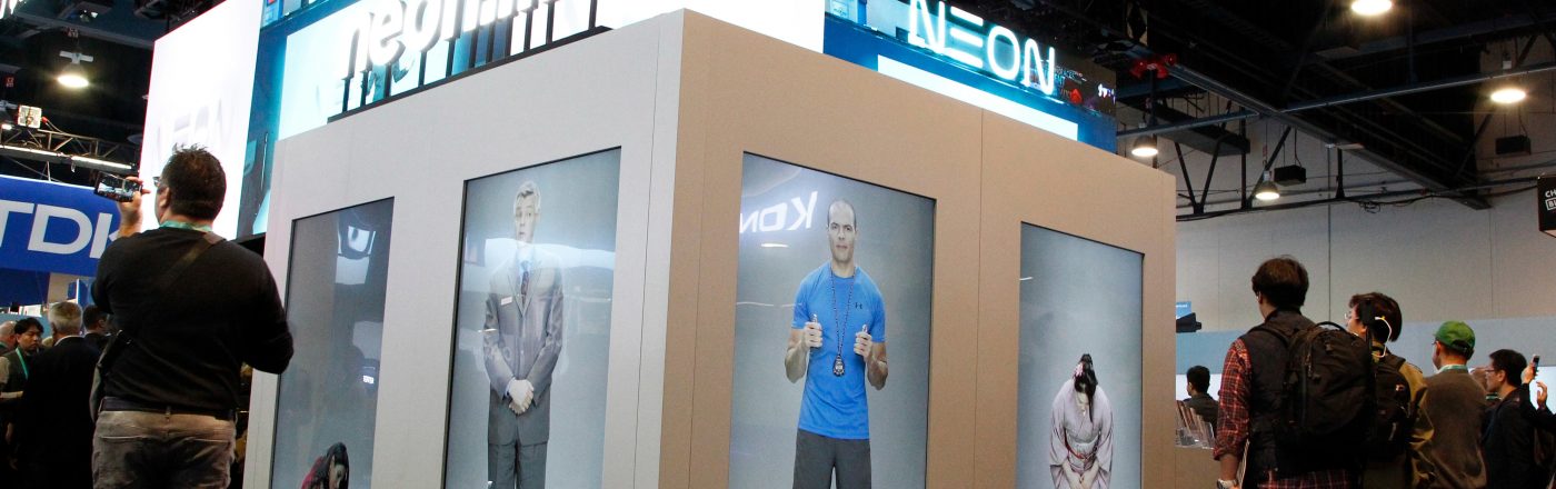 Samsung zeigt NEONs auf der CES 2020 Ansicht des CES-Messestandes von Samsung