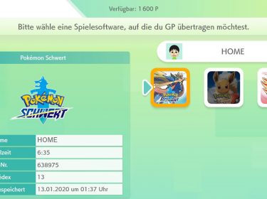 Screenshot von Pokémon Home.