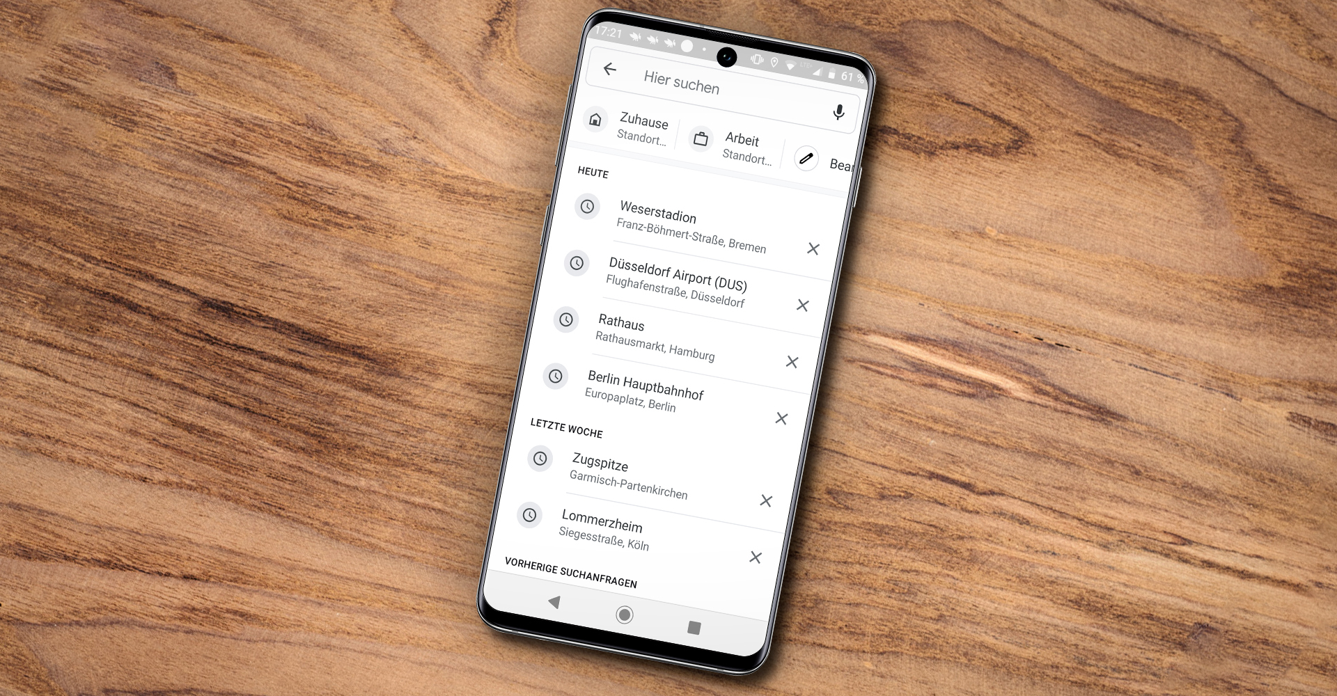 Suchleisten-Shortcuts für Zuhause und die Arbeit in Google Maps unter Android