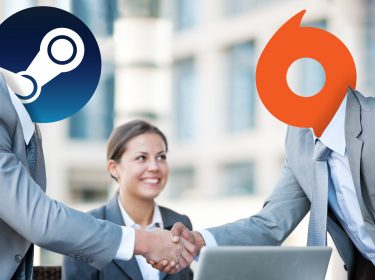 EA und Origin schütteln Hände.