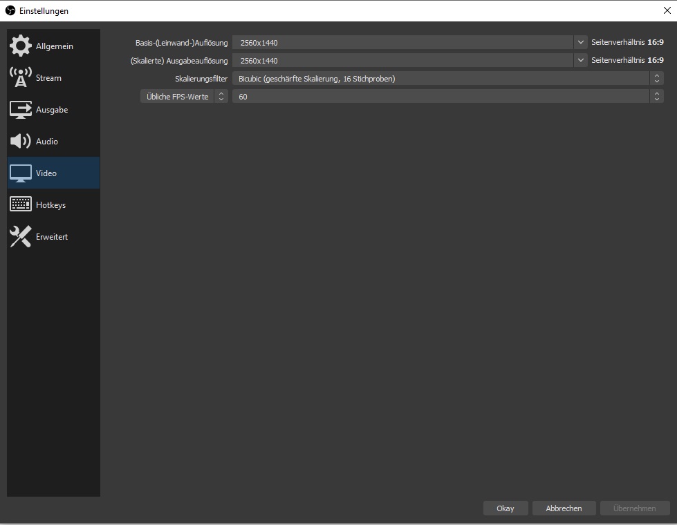 OBS: Video-Einstellungen