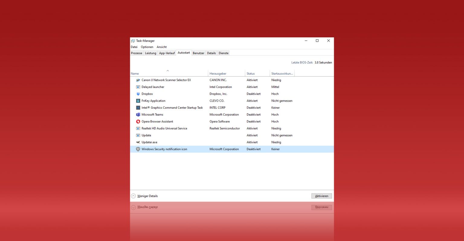 Windows10Autostart Programme hinzufügen oder entfernen