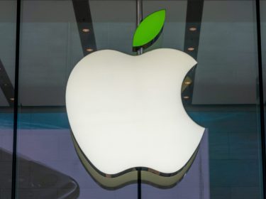 Apple-Logo mit grünem Blatt