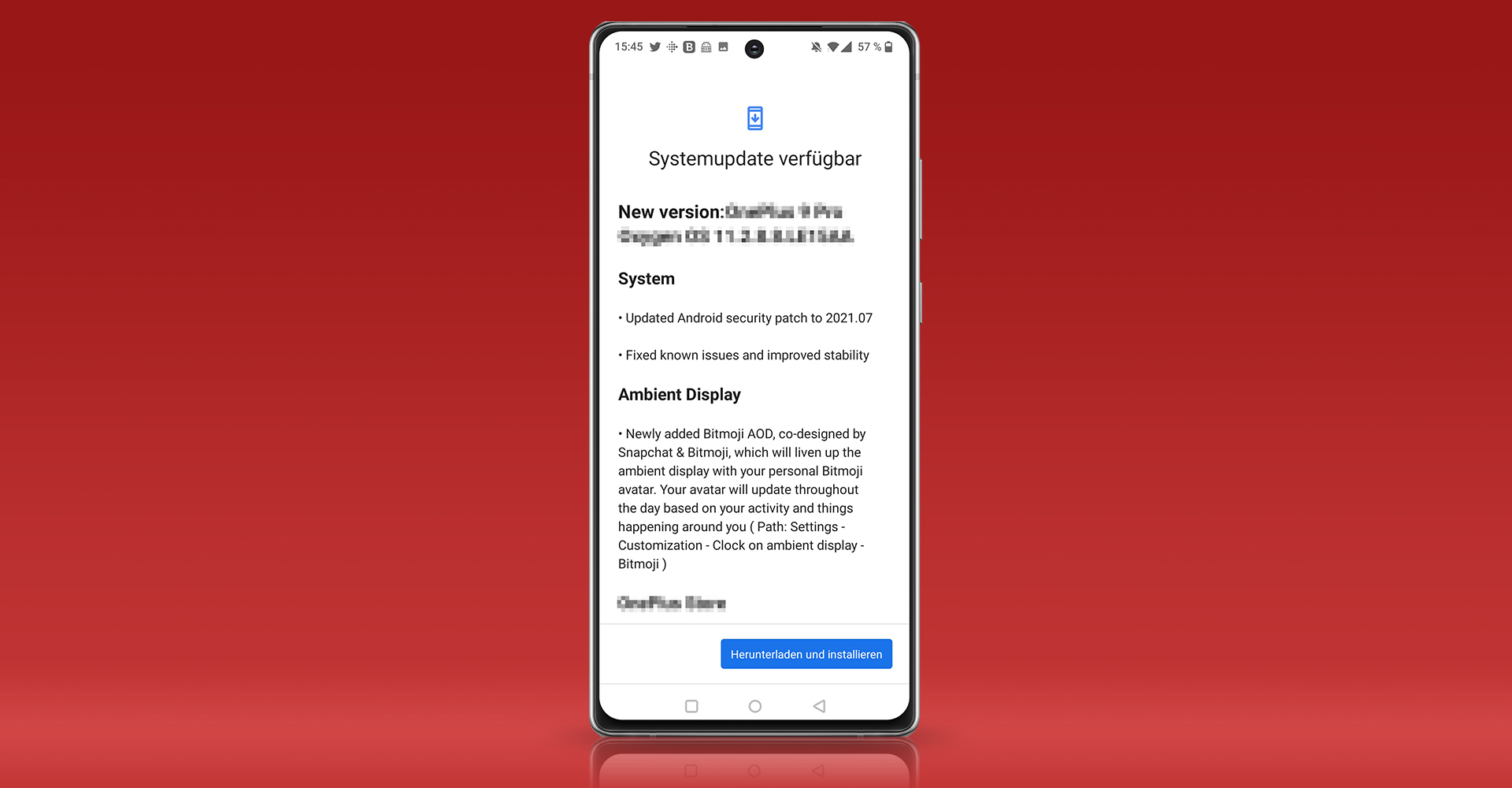 Android-Screenshot Systemupdates