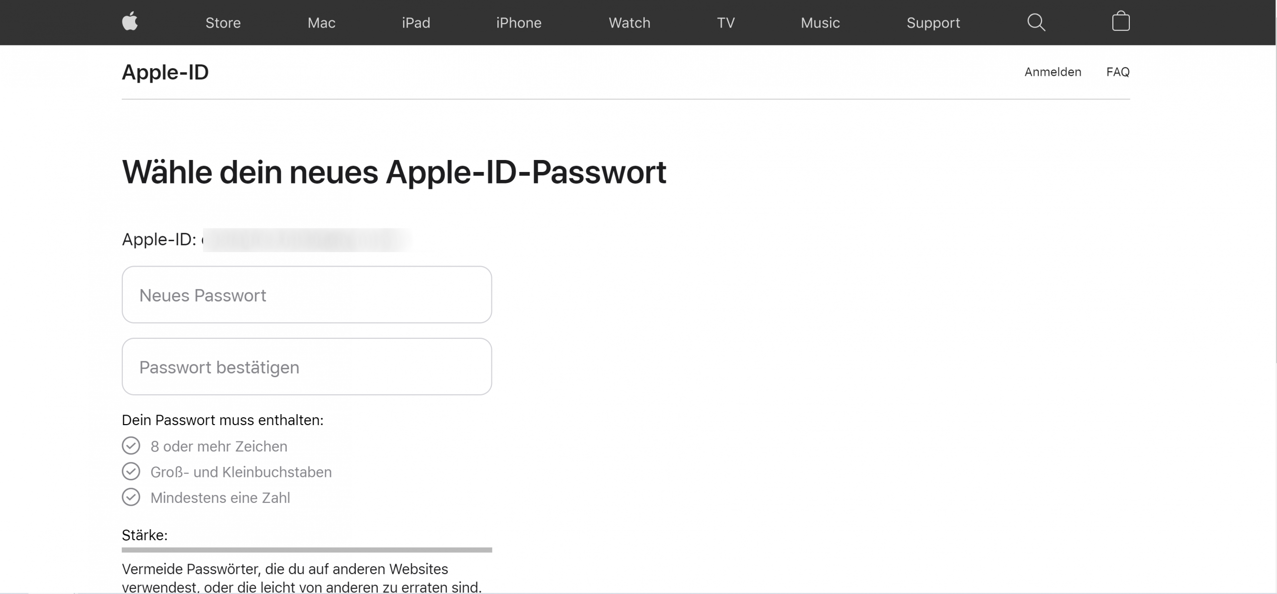 Apple-ID zurücksetzen im Browser