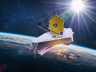 Eine Abbildung des James-Webb-Teleskops im All