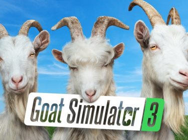 Goat Simulator 3 Covergrafik mit drei Ziegen