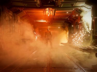 Charakter steht im Nebel