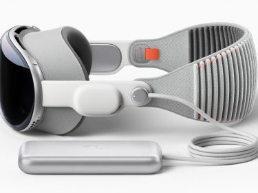 Seitliche Ansicht des VR-Headsets Apple Vision Pro