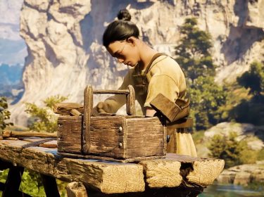 Ein Handwerker bei der Arbeit in „Pax Dei“