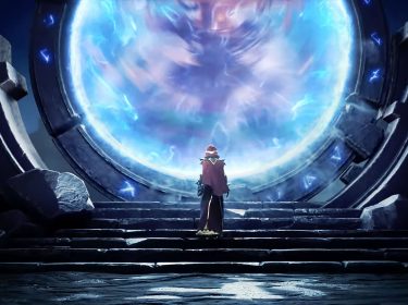 Ein:e Spieler:in steht vor einem Weltenportal in Tarisland
