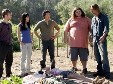 Dominic Monaghan, Yunjin Kim, Daniel Dae Kim, Jorge Garcia und Josh Holloway in 