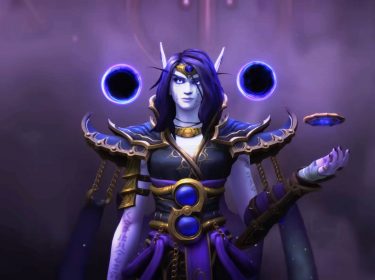 Eine Nachtelfin aus WoW: The War Within mit der Arkan-Magier-Skillung