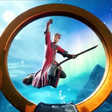 Ein:e Spieler:in auf einem Besen im Spiel Harry Potter: Quidditch Champions