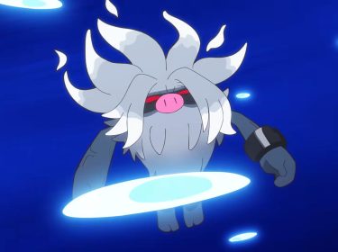 Epitaff in einem Kurzfilm von Pokémon vor blauem Hintergrund