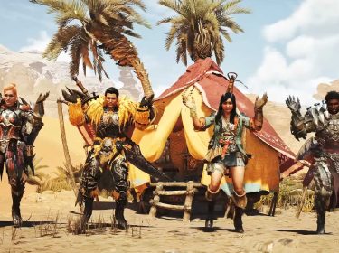 Vier Spieler:innen nutzen unterschiedliche Waffen in Monster Hunter Wilds.