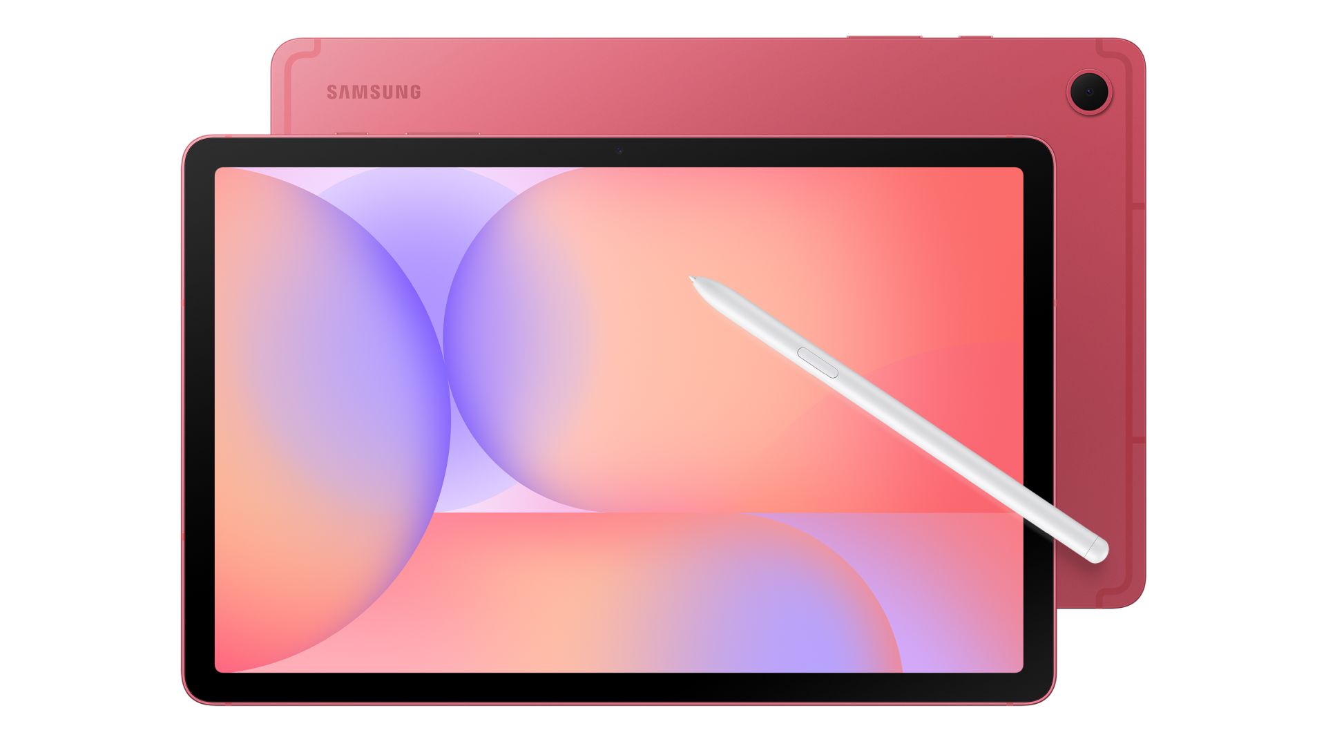 Das Galaxy Tab S10 Lite mit S Pen in der Farbe Coralred ist zu sehen.