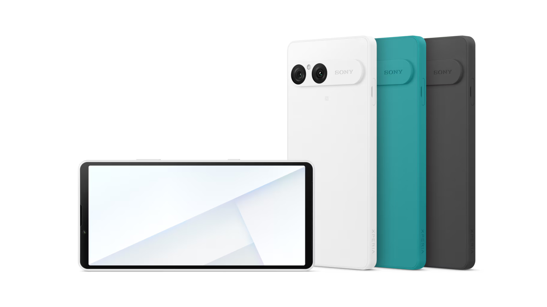 Das Smartphone Xperia 10 VII in drei Farben vor weißem Hintergrund