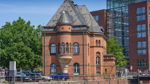 Hafenpolizeiwache No 2 an der Kehrwiederspitze in Hamburg.