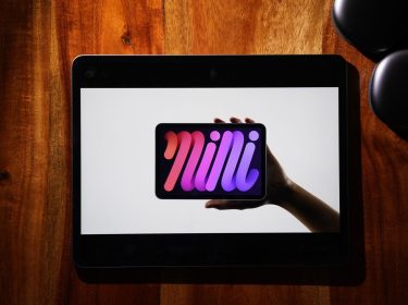 Auf einem Tablet ist ein Bild zu sehen, das das iPad mini zeigt.