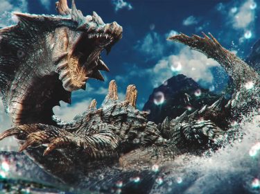 Ein Monster im Wasser in „Monster Hunter Wilds“.