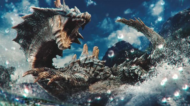 Ein Monster im Wasser in „Monster Hunter Wilds“.