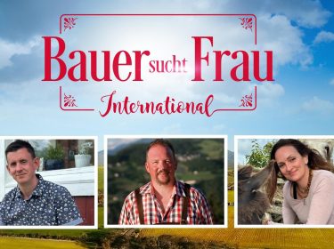 Auf dem Bild zu Bauer sucht Frau International 2026 ist das Logo der Sendung zu sehen. Darunter sind drei Porträts von Kandidat:innen aus verschiedenen Ländern eingeblendet.