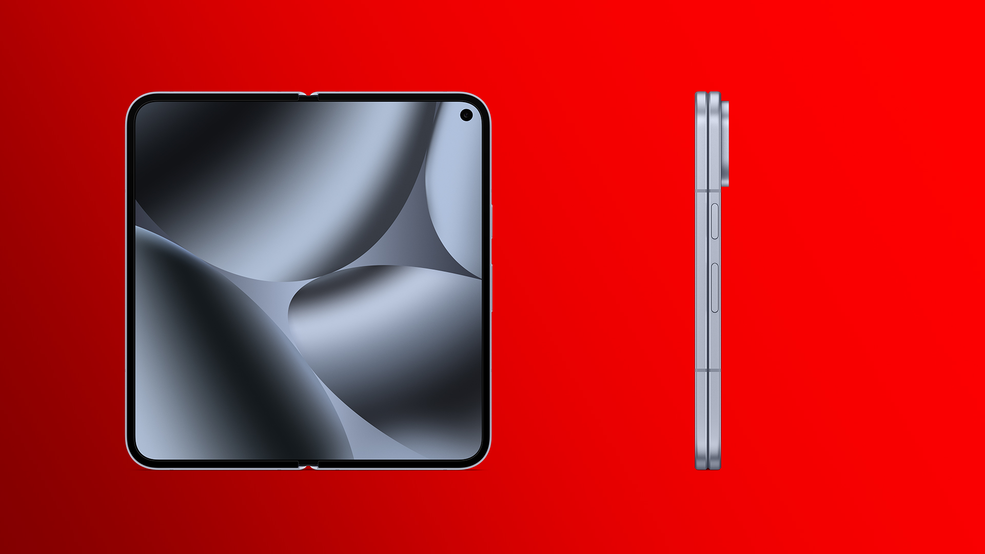 Auf dem Bild ist zwei Mal das Google Pixel 10 Pro Fold in der Farbe Moonstone (Grau) zu sehen. Ein Mal aufgeklappt und ein Mal zusammengeklappt.