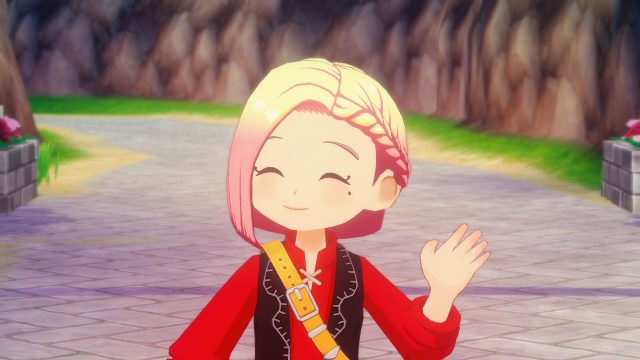 Die Protagonistin winkt in „Story of Seasons: Grand Bazaar“.
