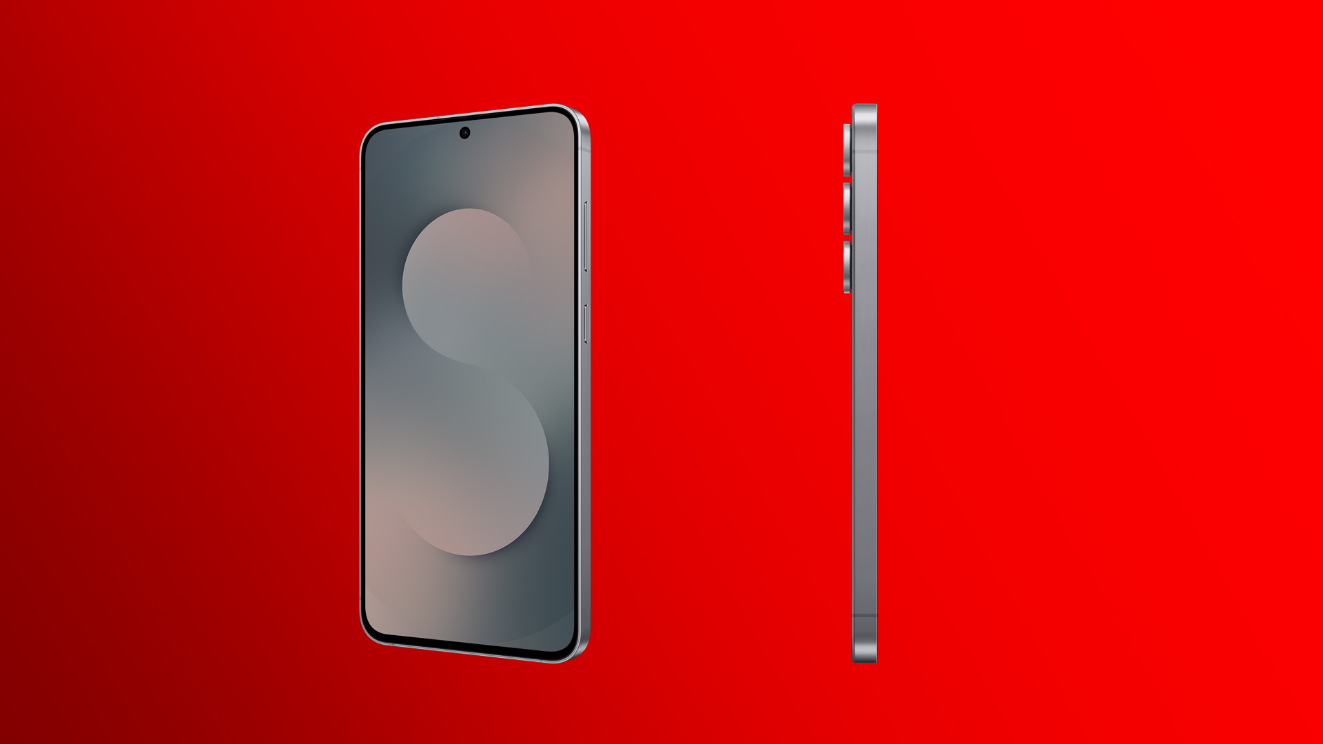 Das Samsung Galaxy S25 FE wird hier aus zwei Perspektiven dargestellt: Frontalansicht mit Display und Seitenansicht, die die flache Bauweise zeigt.