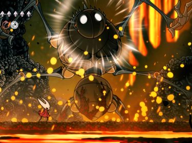 Eine Das Bild zeigt einen Kampf gegen den Boss Fourth Chorus, einer ameisenähnlichen Kreatur.