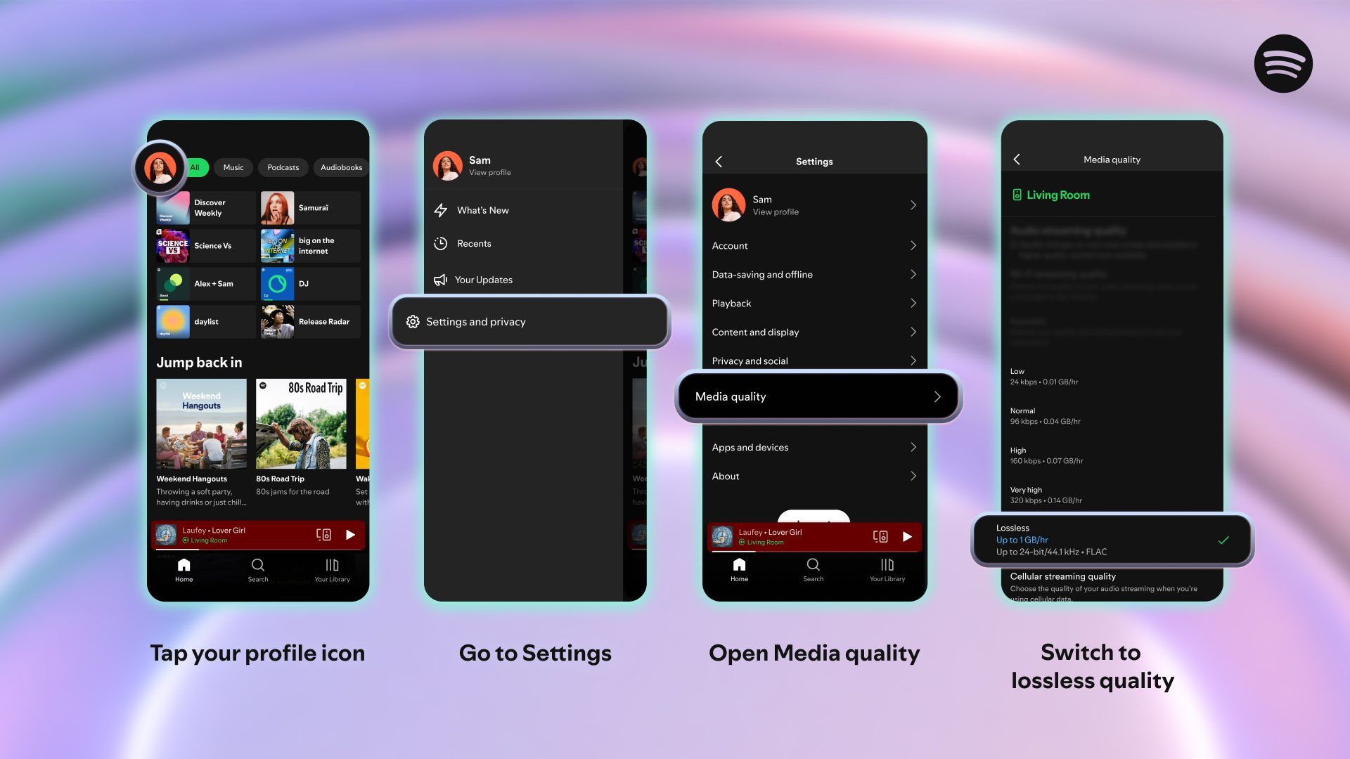 Screenshots der Spotify-App auf Smartphones sind zu sehen
