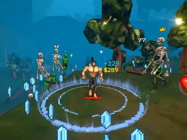 Ein Spieler kämpft in „MEGABONK“ gegen Kreaturen und sammelt Edelsteine ein.