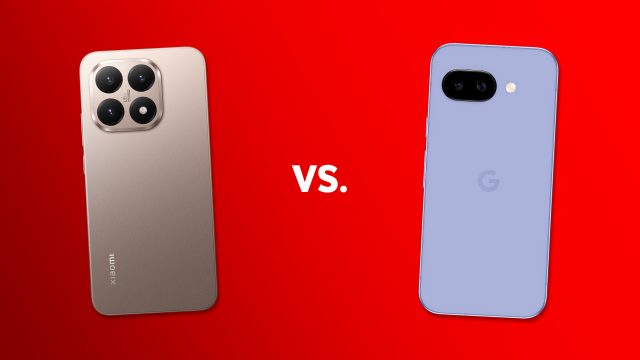 Die Rückseiten der Handys Xiaomi 15T und Pixel 9a sind zu sehen.