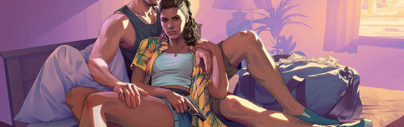 Die Charaktere Jason und Lucia liegen auf einem Bett in einem Motel.