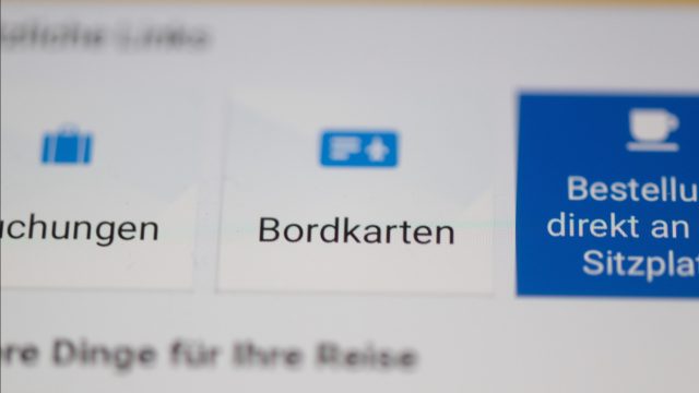 Eine Kachel mit der Aufschrift "Bordkarten" in der App der Billigfluggesellschaft Ryanair.