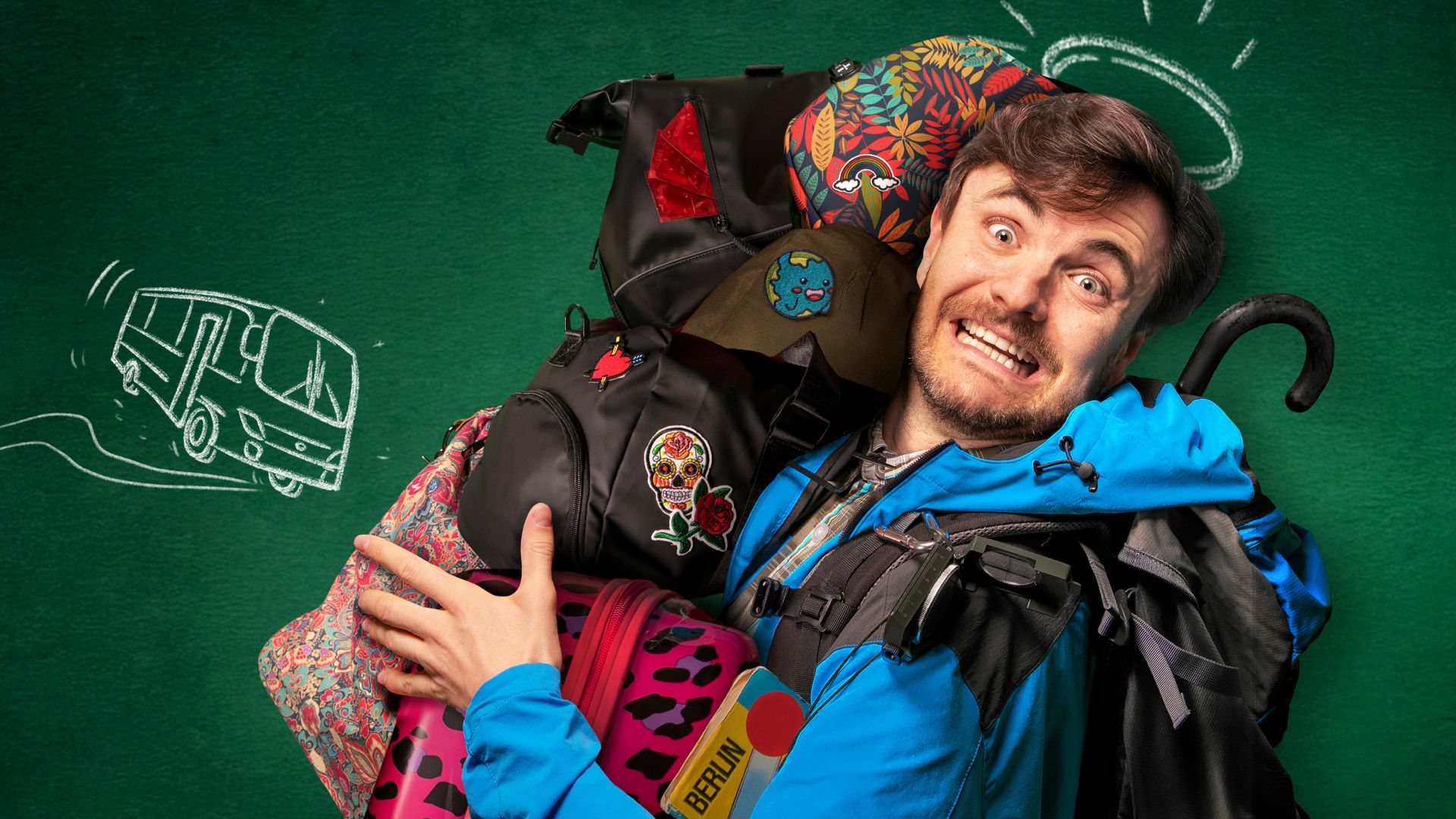 Phil Laude posiert als Lehrer auf dem Cover von "Almania" Staffel 3.