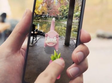 Jemand gibt seinem Flegmon in „Pokémon GO“ eine Himmihbeere.