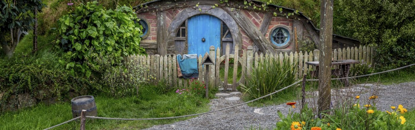 Blick auf den Hobbingen-Drehort in Matamata in Neuseeland.
