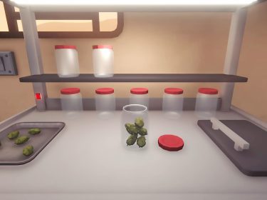 Ein Tisch zur Vorbereitung der heißen Ware.