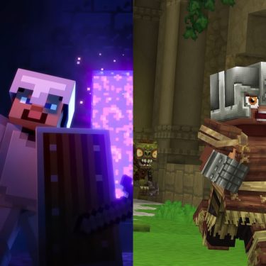 Ein:e Spieler:in in „Hytale“ und ein:e Spieler:in in „Minecraft“.