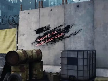 Ein Graffiti an einer Wand aus der Quest „Frag Deine Mama“ in „Quarantine Zone: The Last Check“.