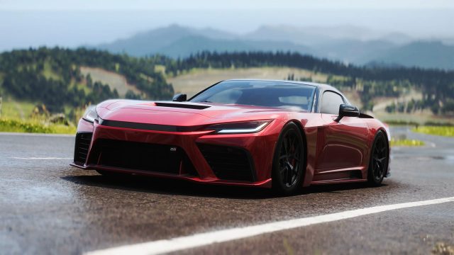 Ein roter 2025 GR GT in „Forza Horizon 6“.