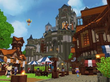 Eine größere Ortstadt im Spiel „Hytale“.