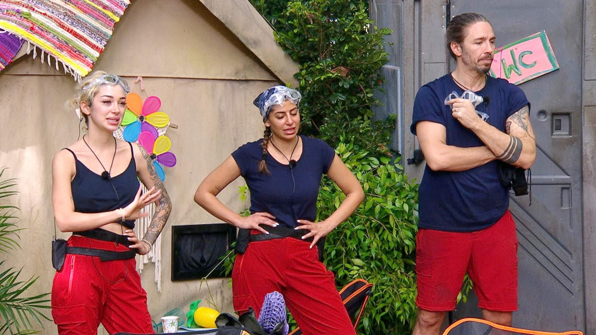 Auf dem Bild in dem Artikel zum Dschungelcamp 2026 sind die Stars bei der Prüfung zu sehen.