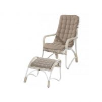 4 Seasons Outdoor Olivia lounge stoel met voetenbank taupe kussen - Provance / wit