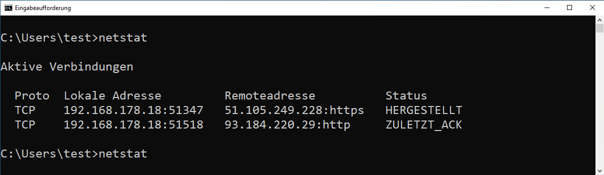 Mit der cmd die offenen Netzwerverbindungen auflisten Mit der cmd die offenen Netzwerverbindungen auflisten