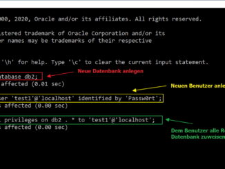 Mit der Mysql Konsole eine neue Datenbank anlegen
