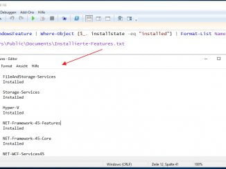 Auf dem Windows Server 2019 mit Hilfe der PowerShell alle verfügbaren Rollen und Features auflisten und in eine Textdatei speichern