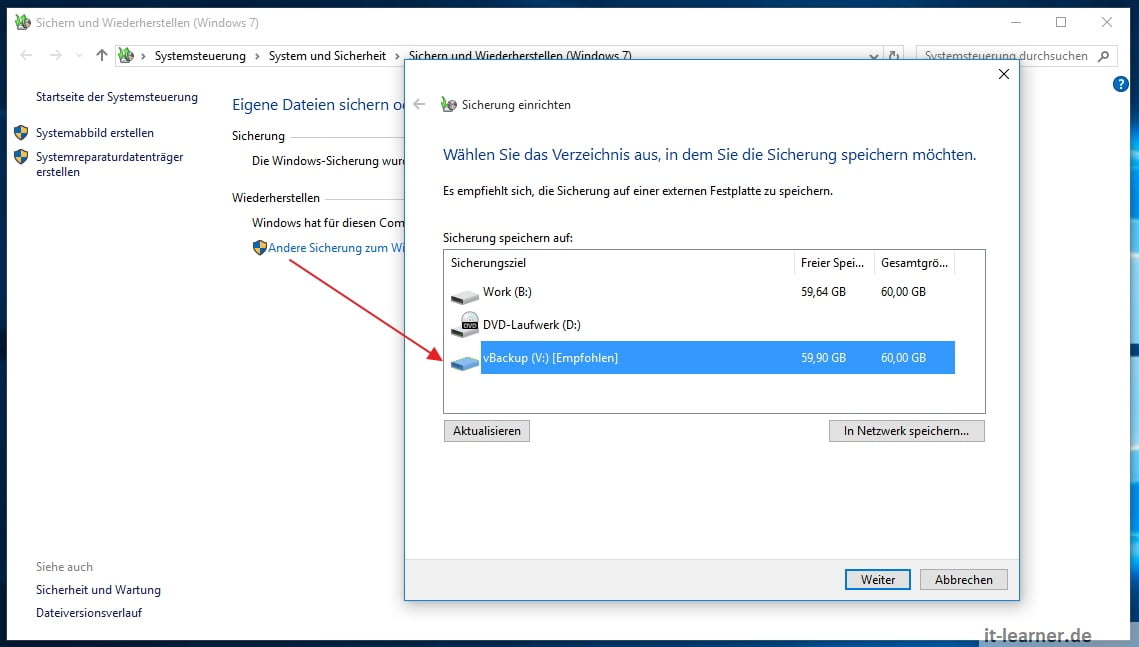 Windows Backup auf einer virtuellen Festplatte ITLearner.de